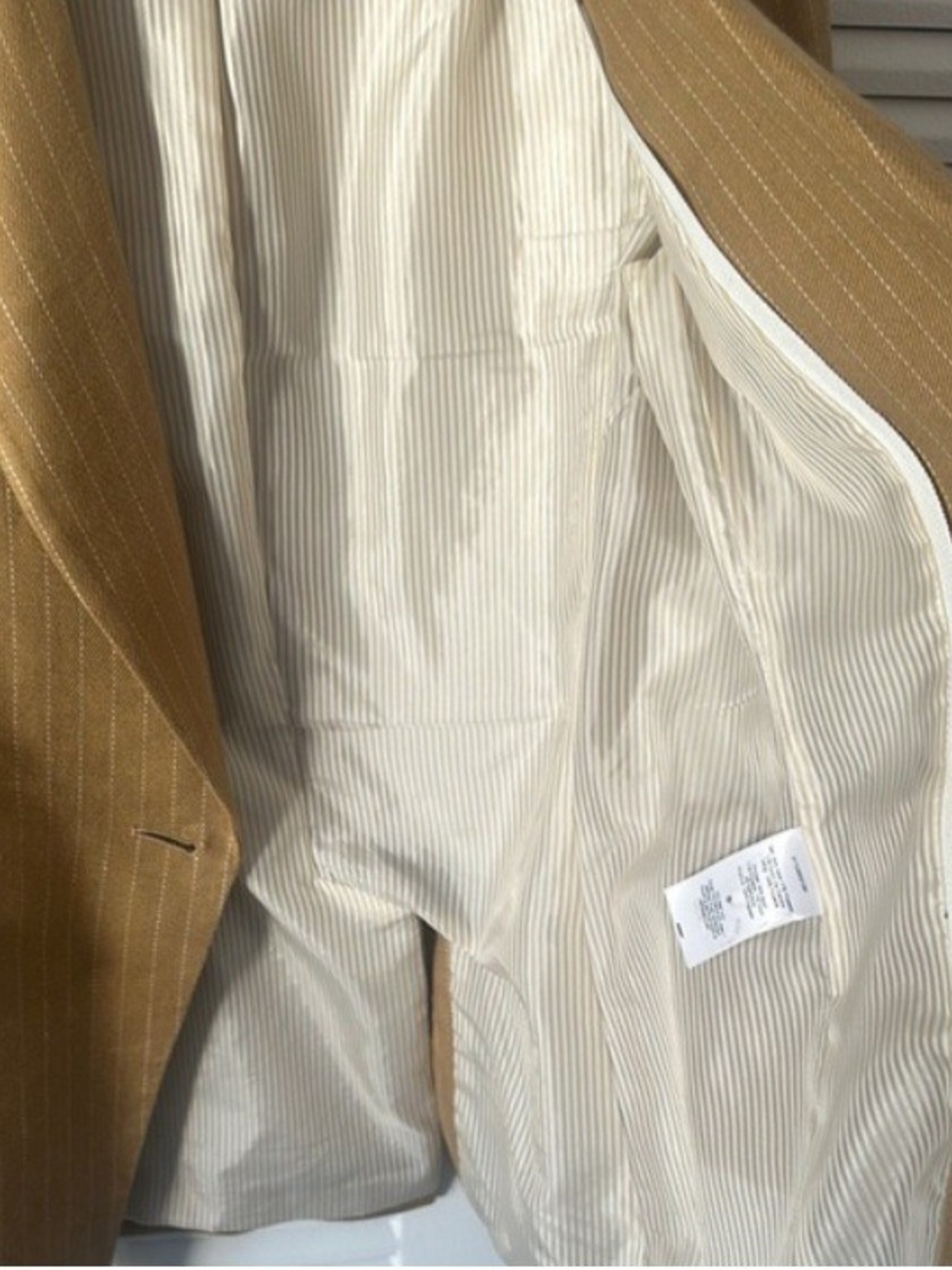 Veronica Beard Mustard-Tan Pinstripe Dickey Jacket Blazer - Picture 6 of 8